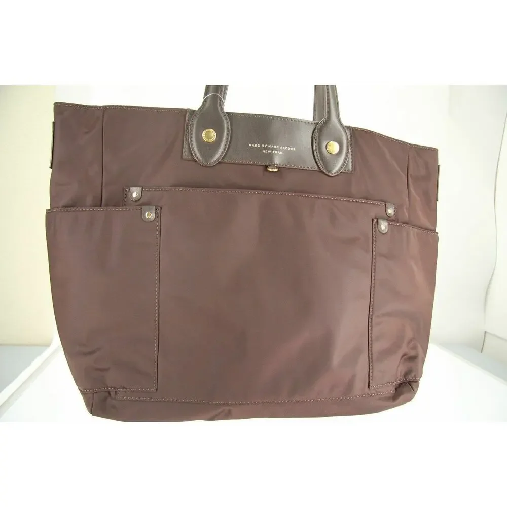 Marc Jacobs by Brown Preppy Nylon Eliz-a-baby Tote bag Shopper Logo